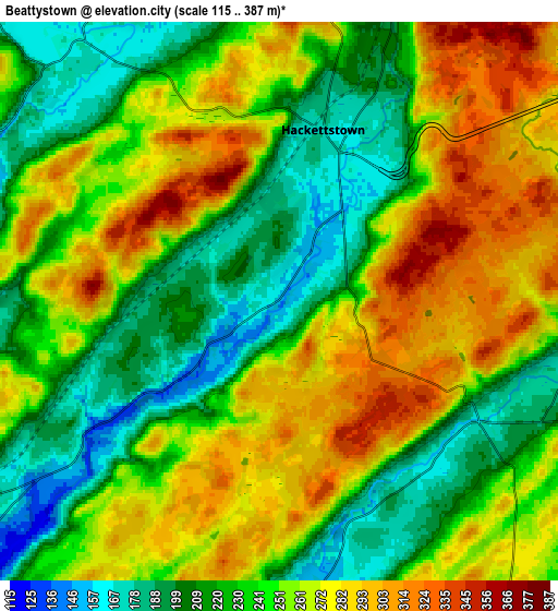 Zoom OUT 2x Beattystown, United States elevation map