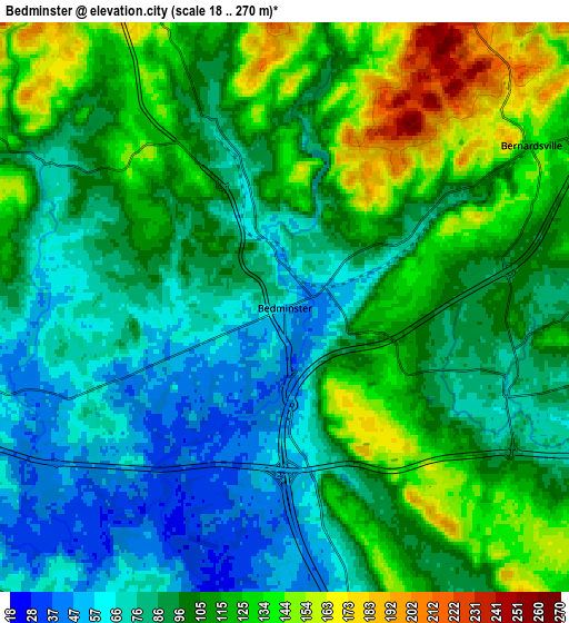 Zoom OUT 2x Bedminster, United States elevation map