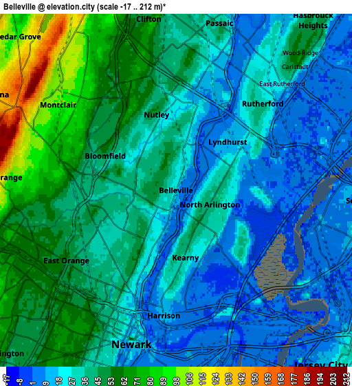 Zoom OUT 2x Belleville, United States elevation map