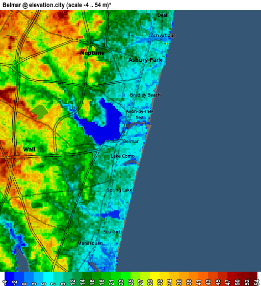 Zoom OUT 2x Belmar, United States elevation map