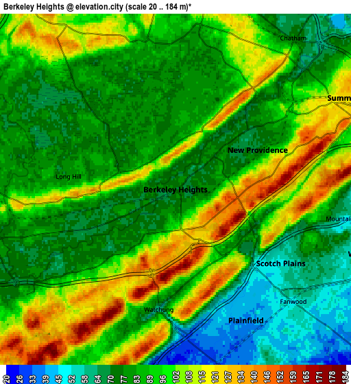 Zoom OUT 2x Berkeley Heights, United States elevation map