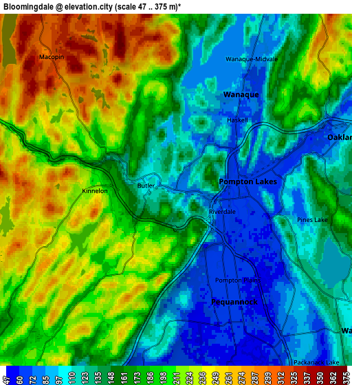 Zoom OUT 2x Bloomingdale, United States elevation map