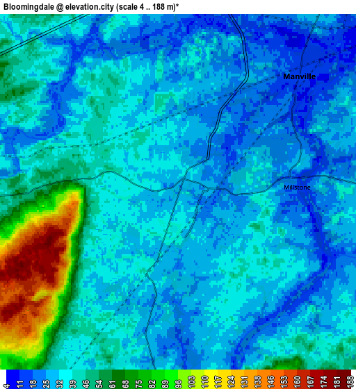 Zoom OUT 2x Bloomingdale, United States elevation map