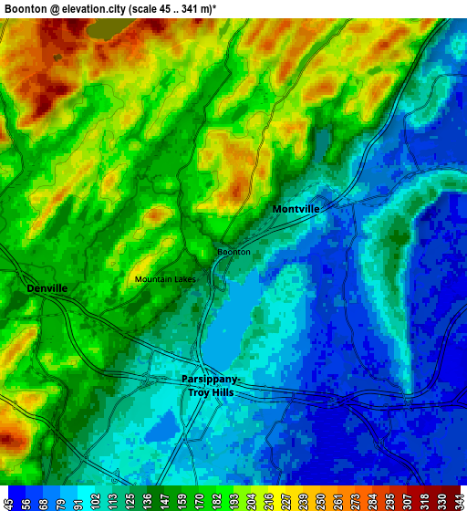 Zoom OUT 2x Boonton, United States elevation map