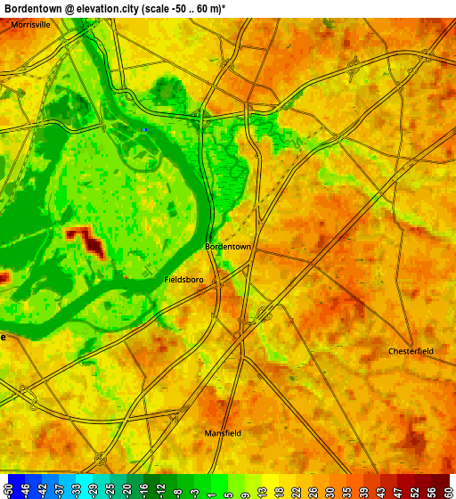 Zoom OUT 2x Bordentown, United States elevation map