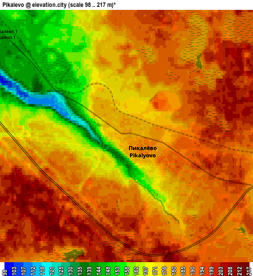 Zoom OUT 2x Pikalëvo, Russia elevation map