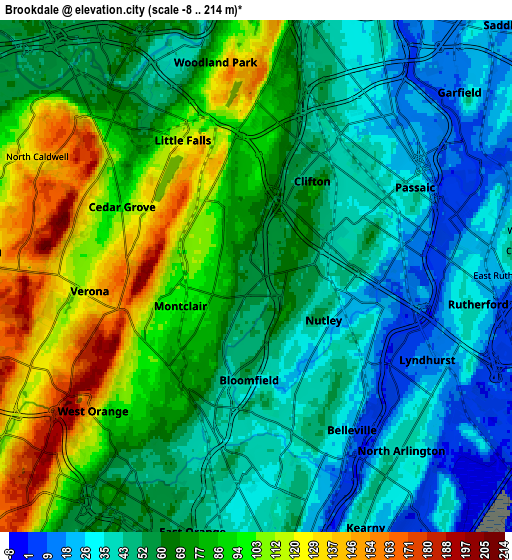 Zoom OUT 2x Brookdale, United States elevation map