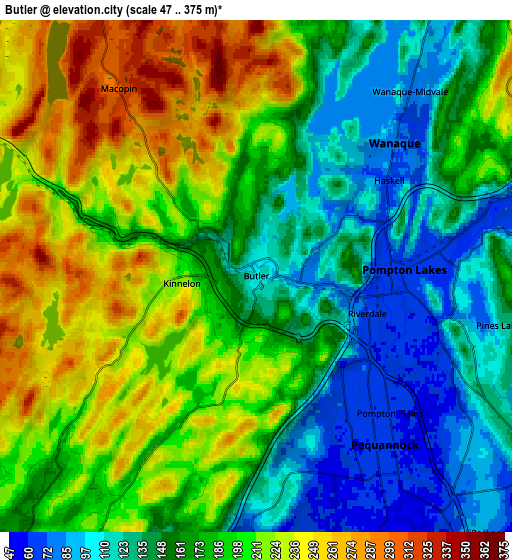 Zoom OUT 2x Butler, United States elevation map