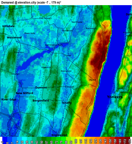 Zoom OUT 2x Demarest, United States elevation map