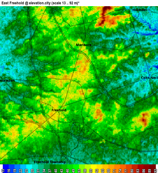 Zoom OUT 2x East Freehold, United States elevation map