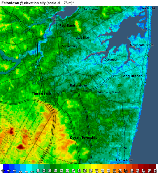 Zoom OUT 2x Eatontown, United States elevation map