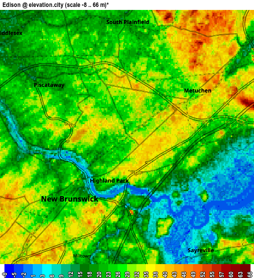 Zoom OUT 2x Edison, United States elevation map