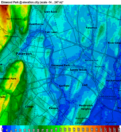 Zoom OUT 2x Elmwood Park, United States elevation map