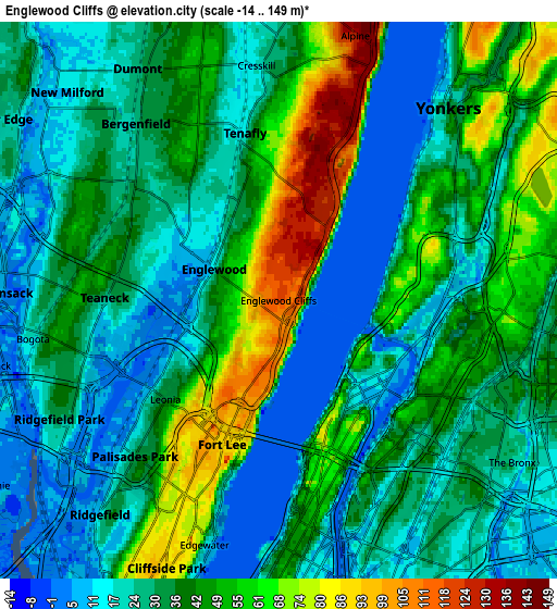 Zoom OUT 2x Englewood Cliffs, United States elevation map