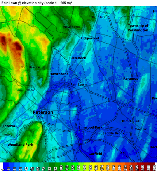 Zoom OUT 2x Fair Lawn, United States elevation map