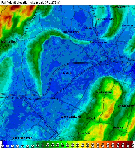 Zoom OUT 2x Fairfield, United States elevation map