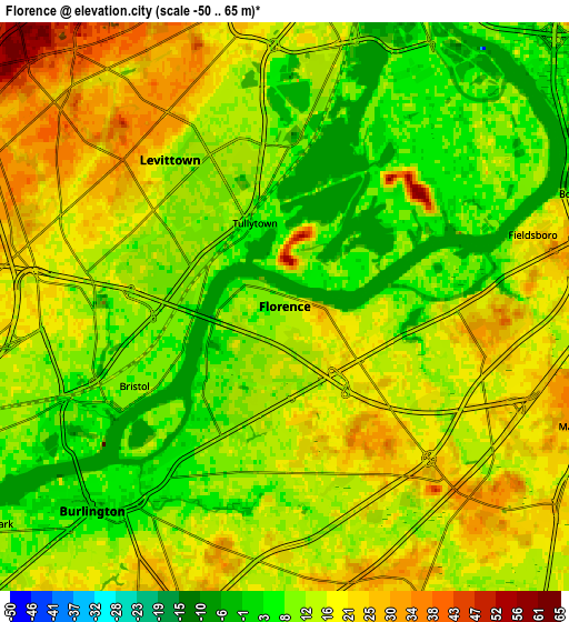 Zoom OUT 2x Florence, United States elevation map