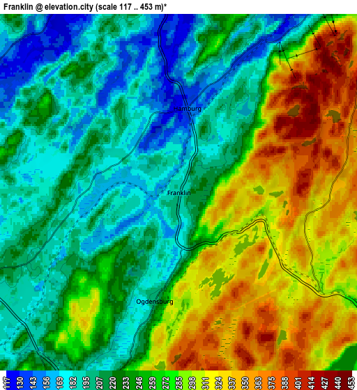 Zoom OUT 2x Franklin, United States elevation map