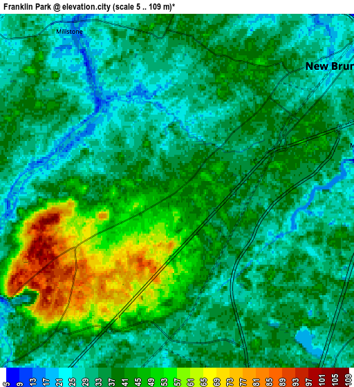 Zoom OUT 2x Franklin Park, United States elevation map