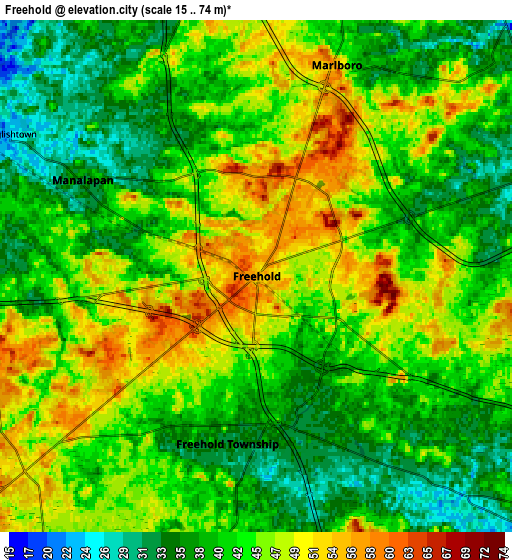 Zoom OUT 2x Freehold, United States elevation map