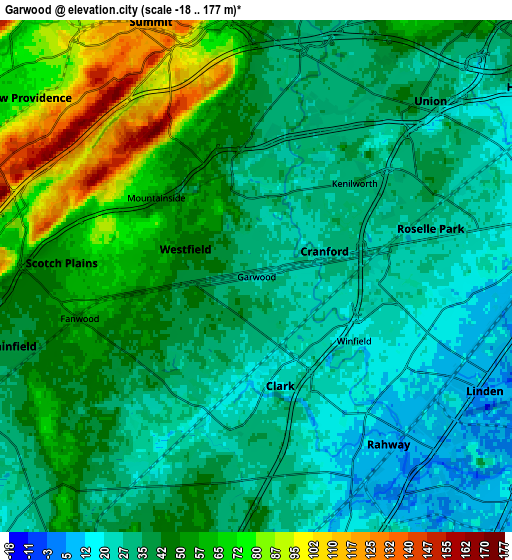 Zoom OUT 2x Garwood, United States elevation map