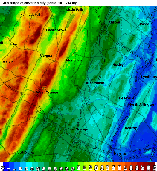 Zoom OUT 2x Glen Ridge, United States elevation map