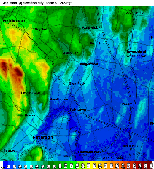 Zoom OUT 2x Glen Rock, United States elevation map