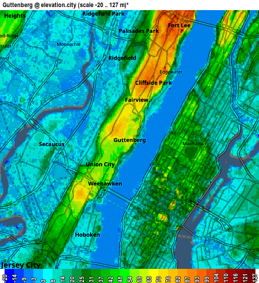 Zoom OUT 2x Guttenberg, United States elevation map