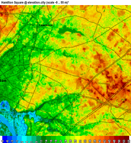 Zoom OUT 2x Hamilton Square, United States elevation map