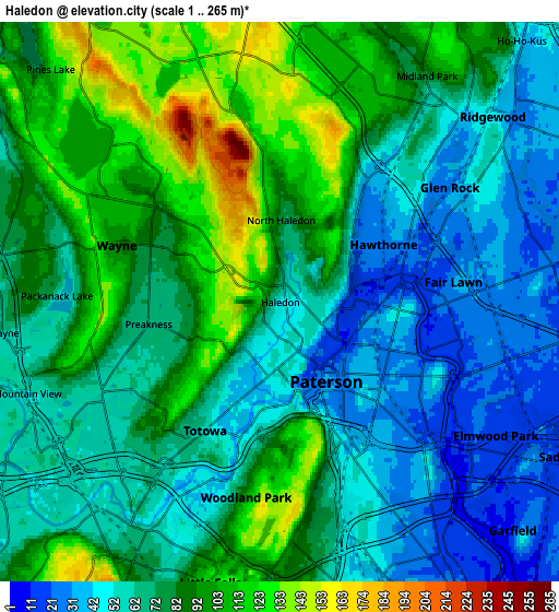 Zoom OUT 2x Haledon, United States elevation map