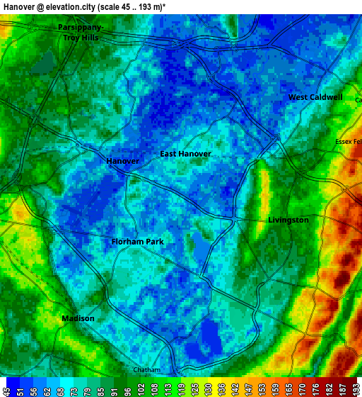 Zoom OUT 2x Hanover, United States elevation map