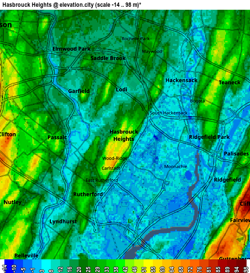 Zoom OUT 2x Hasbrouck Heights, United States elevation map