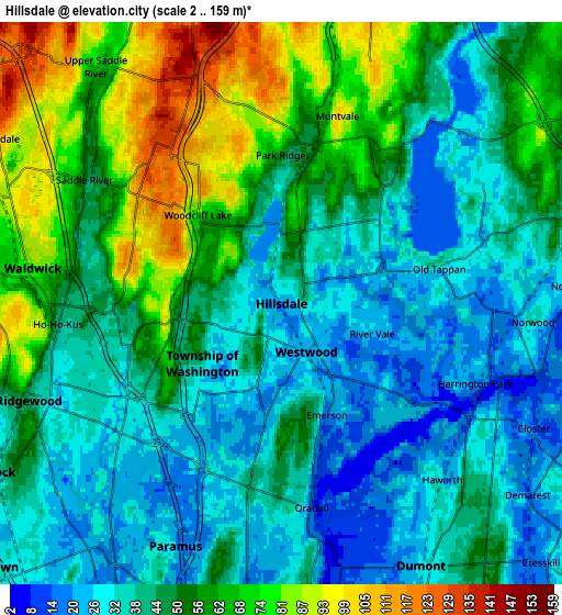 Zoom OUT 2x Hillsdale, United States elevation map