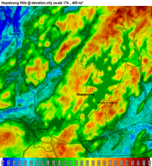 Zoom OUT 2x Hopatcong Hills, United States elevation map