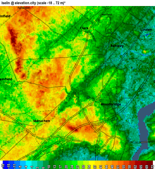 Zoom OUT 2x Iselin, United States elevation map