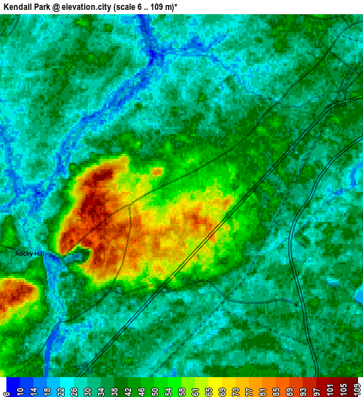 Zoom OUT 2x Kendall Park, United States elevation map