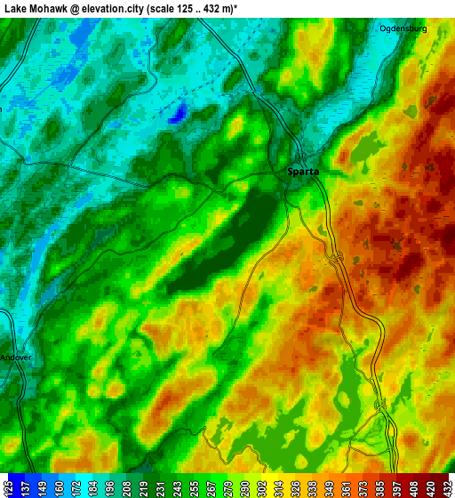 Zoom OUT 2x Lake Mohawk, United States elevation map