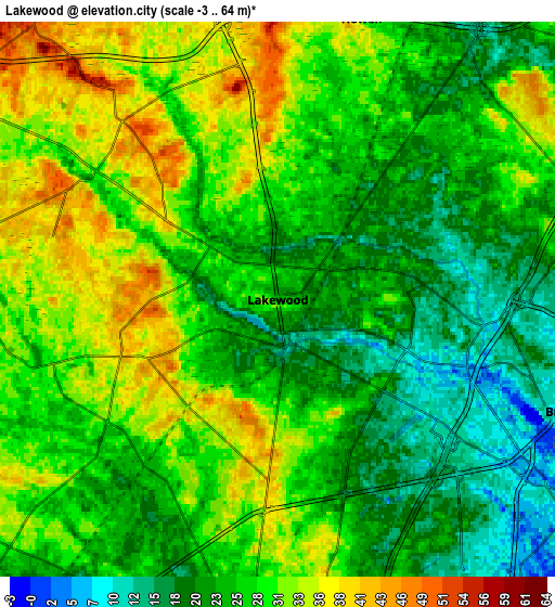 Zoom OUT 2x Lakewood, United States elevation map