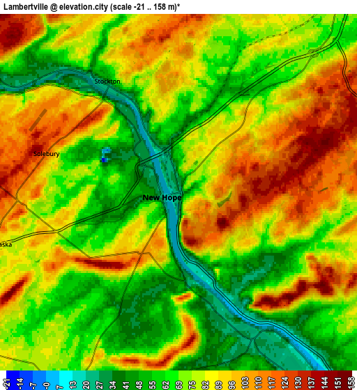 Zoom OUT 2x Lambertville, United States elevation map