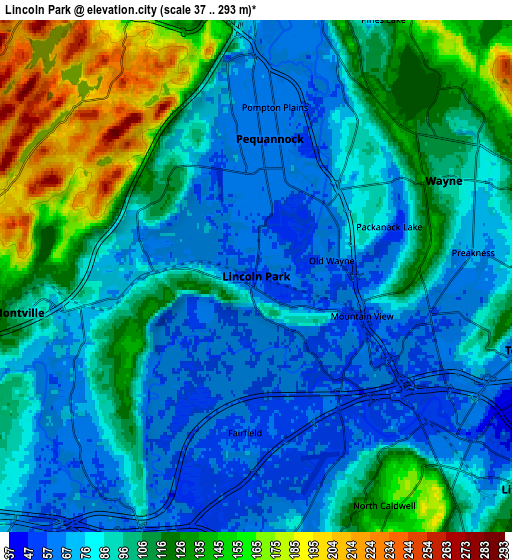 Zoom OUT 2x Lincoln Park, United States elevation map