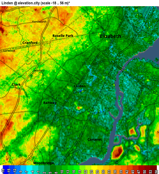 Zoom OUT 2x Linden, United States elevation map