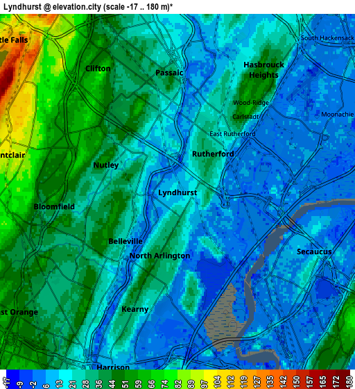 Zoom OUT 2x Lyndhurst, United States elevation map