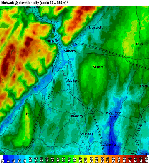 Zoom OUT 2x Mahwah, United States elevation map