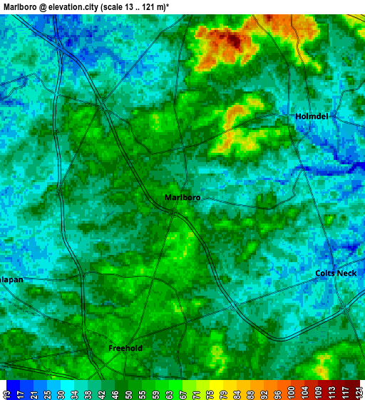 Zoom OUT 2x Marlboro, United States elevation map