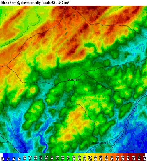 Zoom OUT 2x Mendham, United States elevation map