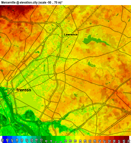 Zoom OUT 2x Mercerville, United States elevation map