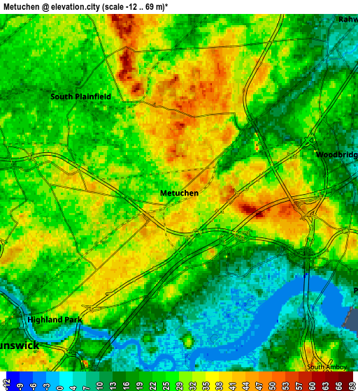 Zoom OUT 2x Metuchen, United States elevation map