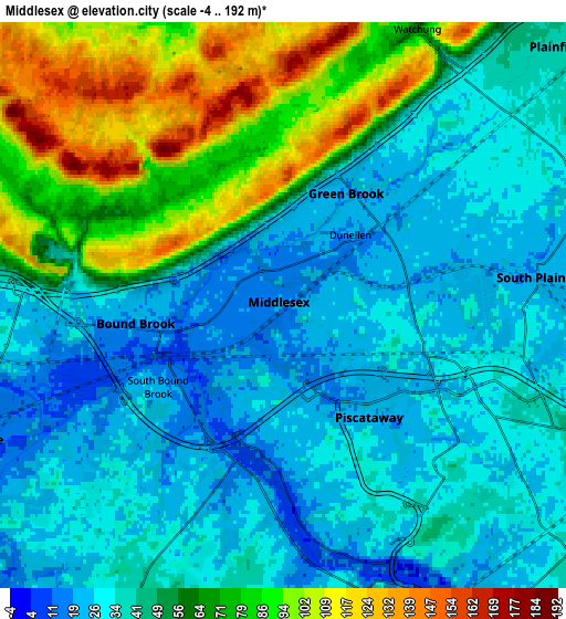 Zoom OUT 2x Middlesex, United States elevation map