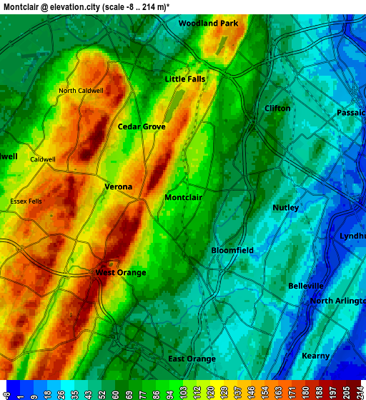 Zoom OUT 2x Montclair, United States elevation map