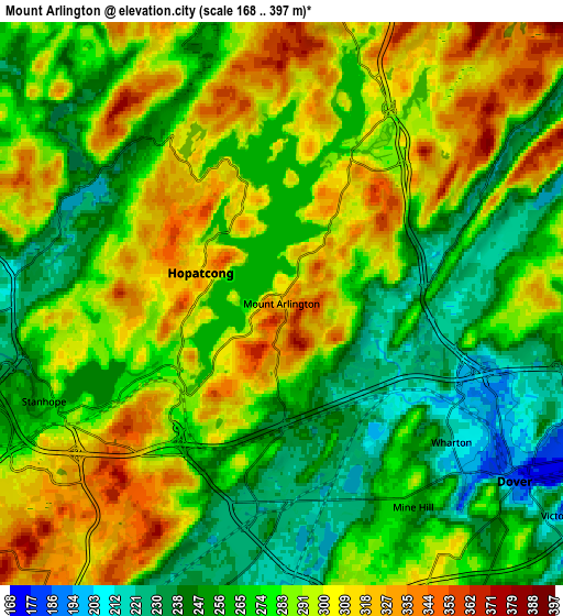 Zoom OUT 2x Mount Arlington, United States elevation map